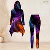Women Plus Size Tie Dye Printed Hooded Long Sleeve High Low Top And Fitted Pants Two Piece Set