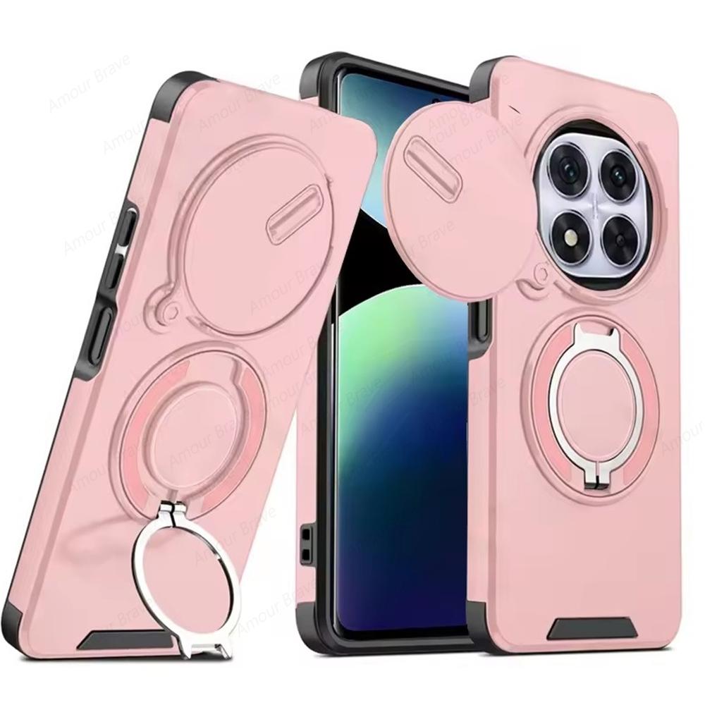 Matte Armor Ring Holder Phone Cases For Xiaomi Redmi Note 14 13 Pro Plus 14C 13 4G 5G Magnetic Slide Camera Protect Cover Fundas
