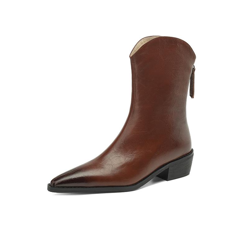 Krazing Pot Cow Split Skin Autumn Winter Shoes Wool Chunky Heels Size 43 Size 42 Pointed Toe Gradient Color Zip Fur Ankle Boots