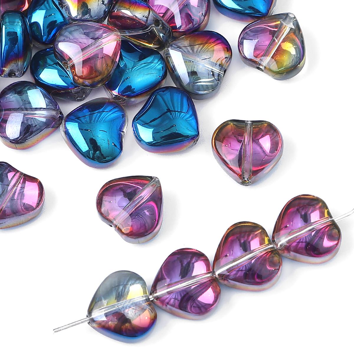 

20 шт./пакет, 10 мм, специальные блестящие цвета, хрустальное стекло, очаровательные бусины в форме сердца для ожерелья, браслета, серьг, DIY ювелирных изделий