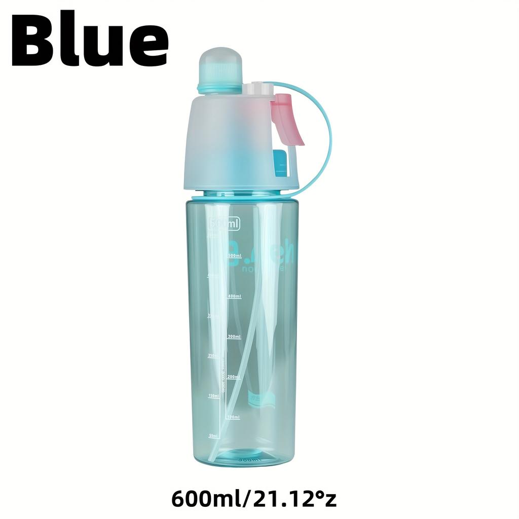 1/4 szt. Szczelne butelki na wodę 600 ml Butelka sportowa ze spryskiwaczem i znacznikiem czasu na zajęcia na świeżym powietrzu, fitness, przenośna butelka do picia