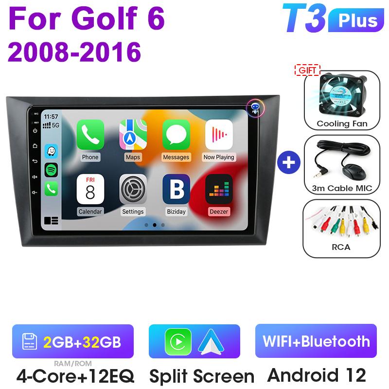 2 Din Android 12 Car Radio For Volkswagen VW GOLF 6 2008 - 2016 Wireless CarPlay Auto Car intelligent Systems Smart Autoradio 4G
