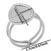 Fashion DIY Drip Oil Rhinestone Round Oval Water Droplets Blank Settings Open Adjustable Stainless Steel Ring For Women Men Gift