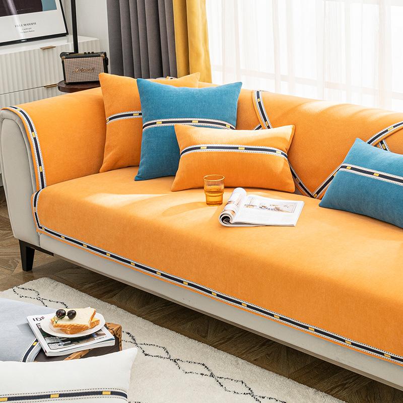 Leichter Luxus-Stil, neuer Sofakissenbezug aus Chenille-Leder, für alle Jahreszeiten, universell, rutschfest, schlicht, modern, für den Sommer