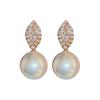 Silver Needle Elegant Korean Geometric Zircon Pearl Earrings - Exquisite Light Luxury Studs for Women