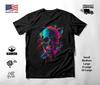 Colorful Skull Neon Graphic T-Shirt Black Unisex S-2XL