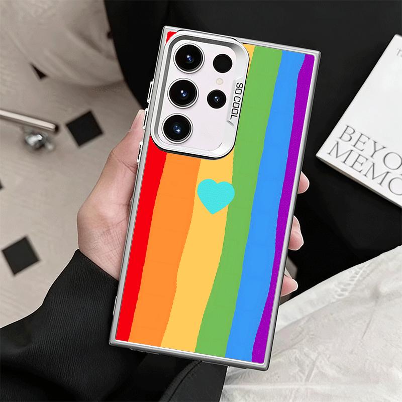 Rainbow Gradient Love Desgin Soft Phone Case for Samsung Galaxy S24 S25 FE S26 Edge S23 Ultra S22 Plus S21 + Shockproof Cover Ba