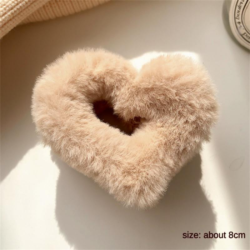 1/2/3Pcs Plush Heart Hair Clips For Women Autumn Winter Fur Hair Crab Clip Elegant Shark Hair Claws Headwear Hair Accessories