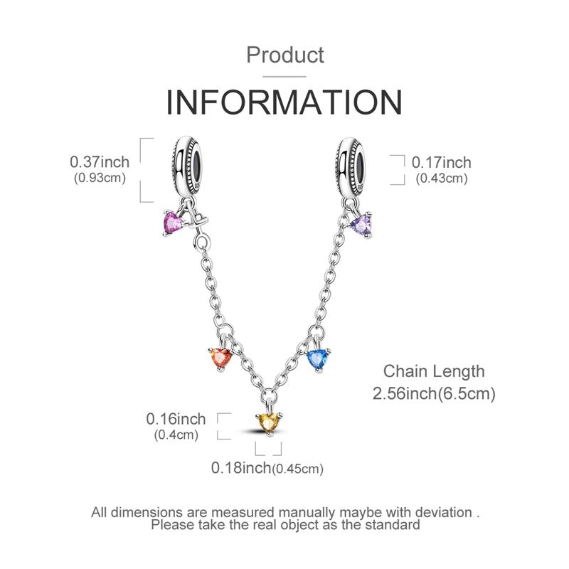 Charm Genuine Copper Colored Heart Zircon Safety Chain Bead Fits Bracelets Women Jewellery DoItYourself Beautiful Gifts Accessory