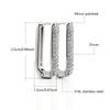 Boucles d'oreilles Huggies Rectangulaires Brillantes en Zircon Plaqué Or Bijoux Boucles d'oreilles en Acier Inoxydable pour Cadeau de Saint-Valentin
