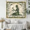 Vintage Girl Silhouette Floral Tapestry 2D Flat Printed Peach Skin Wall Hanging Aesthetic Room Decor for Bedroom Living Room
