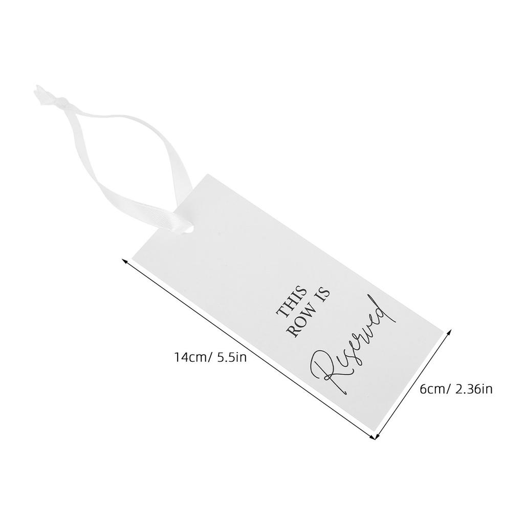 24Sets Hanging Reserved Signs White Ribbon Textured Paper This Row Is Reserved Elegant Chair Decor for Wedding Reception Church