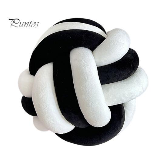 

Подушка ручной плетеный узел цветной блок круглый шарообразный плюшевый эластичный спальный компаньон диван украшение дивана подушка для фотографии 28cm черный белый