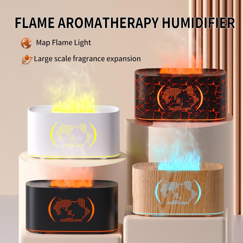 Diffuseur d'arômes à flamme vacillante - Brume automatique, Compact pour la maison/l'hôtel, Diffuseur d'huiles essentielles à grain de bois craquelé