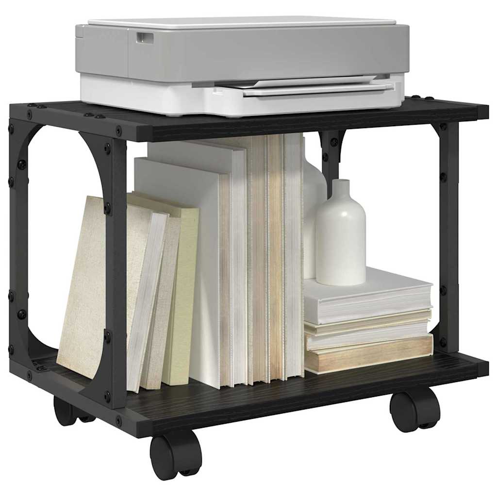 Printer Stand Black Oak Effect 41 x 28 x 33.5 cm