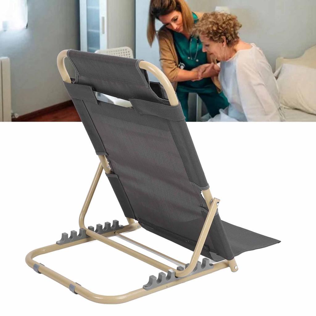 Lifting Bed Backrest 6 Gears Adjustable Folding Sit Up Back Rest Disability Bed Backrest Support L Size Large Gray