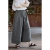 Künstlerische Freizeit Retro Damen Leinen Weite Hosen - Leicht, Atmungsaktiv, Elastischer Bund in Far Mountain Mist