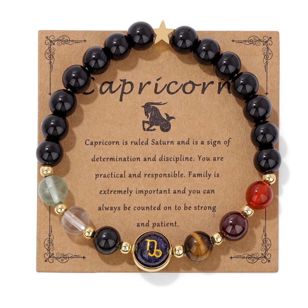 12 Zodiac Signs Bracelet Men Gemini Scorpio Sagittarius Obsidian Tiger Eye Stone Beads Bracelets for Women Constellation Jewelry