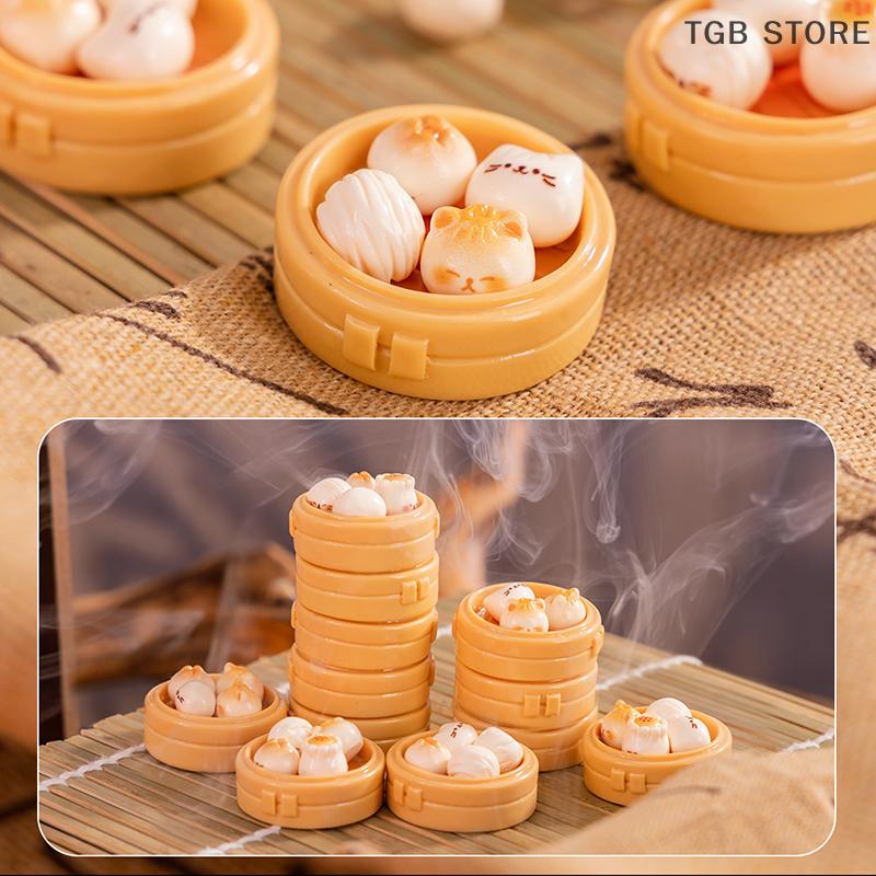 Miniature Mini Food Toys Steamer Ornaments Imitation Steamed Buns Decoration Kitchen Accessories