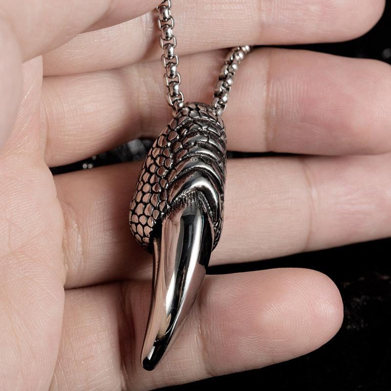 

Новое ожерелье Доминирующий мужской ретро-кулон Коготь орла 50CM(Necklace Size) серебряный