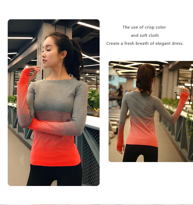Women's Gradient Long Sleeve Slim Fit Yoga and Fitness Top