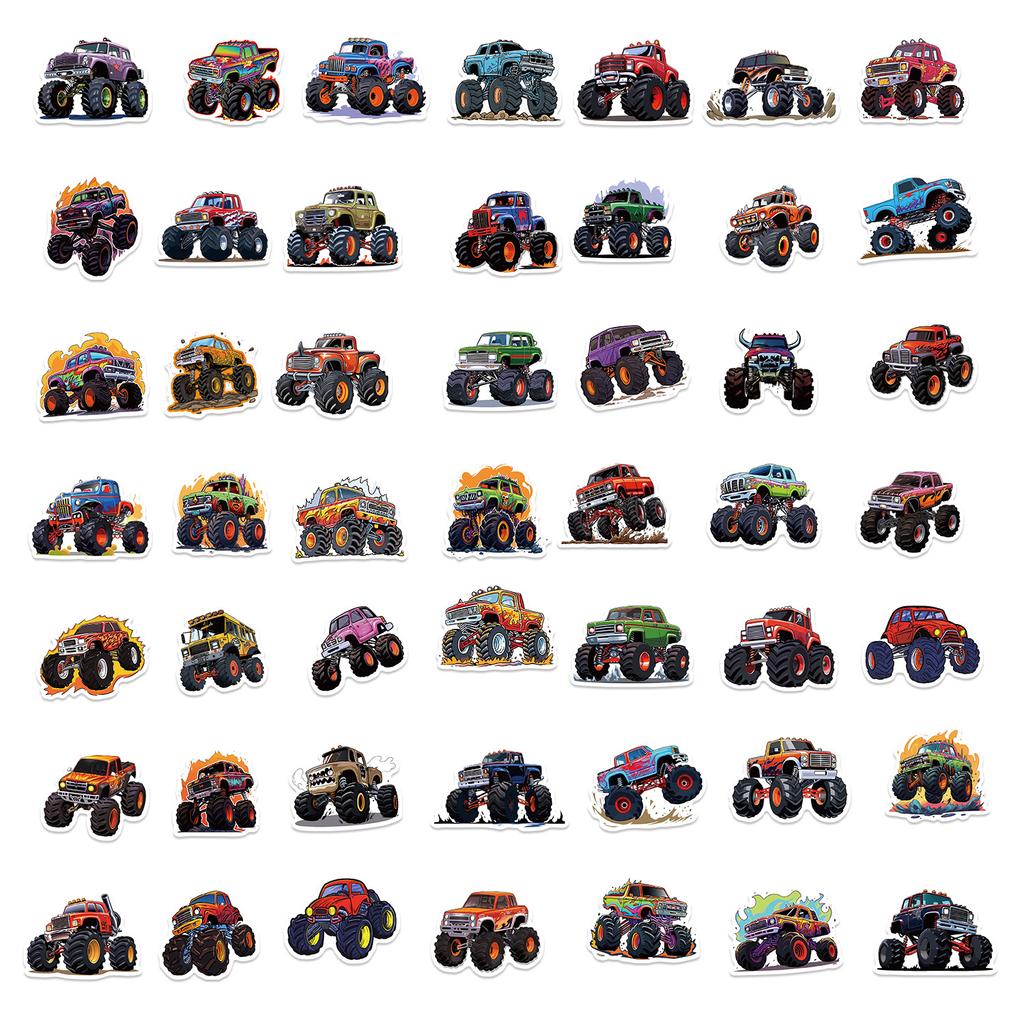 50 Cartoon Monster Truck Graffiti Stickers Guitar Notebook Suitcase DIY Waterproof Stickers