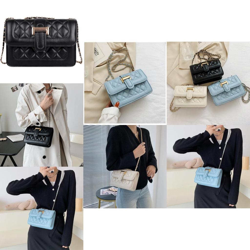 Fashionable Urban Chic Diamond Quilted Chain Shoulder Bag Stylish Small Pu Crossbody