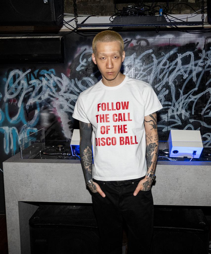 SHIRTMYLIPS Disco Slogan Rockstar Crop T-Shirt White