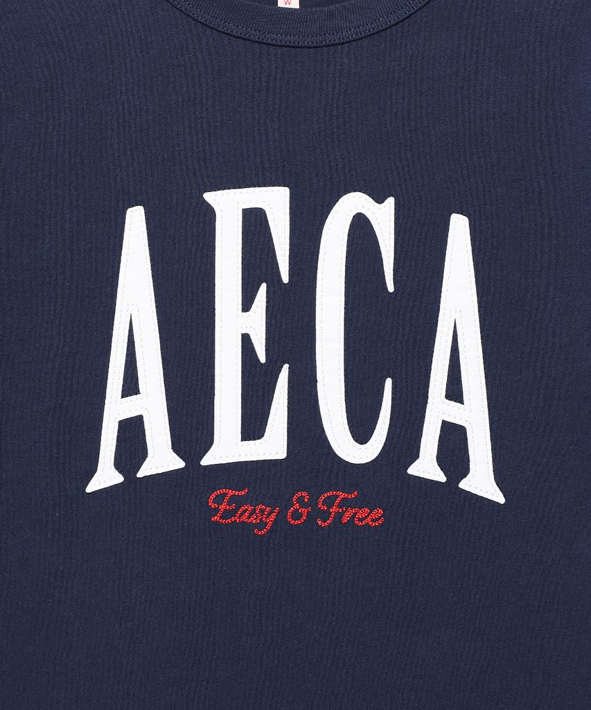 AECA (Woman) Aeca Symbol Felt Half Sleeve Tee-Navy