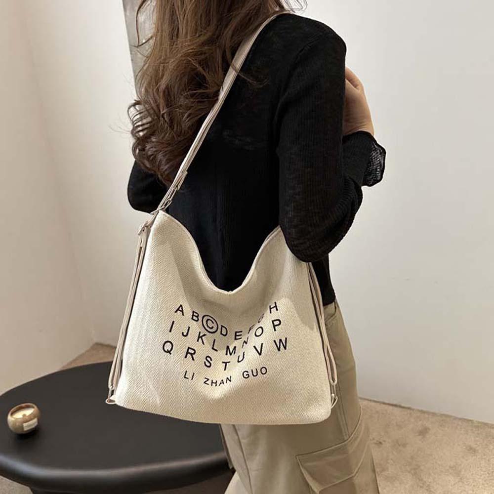 Polyester Three Uses Canvas Bag Soft Retro Street Crossbody Bag Letter Printed Handbags  Travel