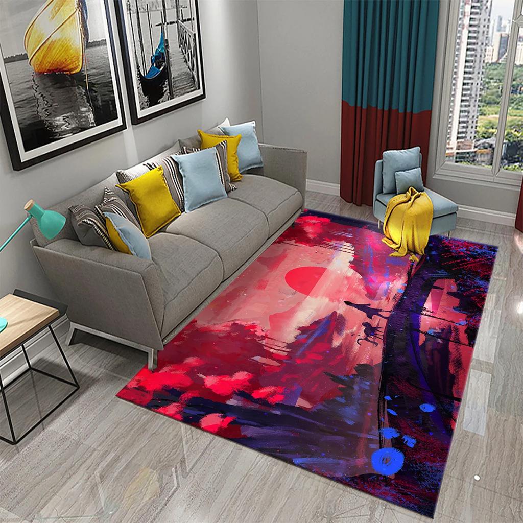 Purple Carpet Modern Art Rug Printed Rectangle Area Rugs for Adult Yoga Mats Living Room Bedroom Flat Mat Decorative Door Mat