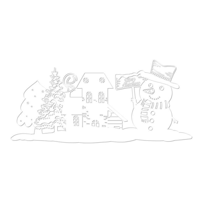 White Christmas Snowman Tree Electrostatic Stickers, Shop Window Decorations, Shopping Mall Atmosphere, Glass Door Stickers