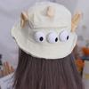 Foldable Three Eyes Bucket Hats Sunscreen Large Brim Big Ear Fisherman Hat Lightweight Breathable Cartoon Sun Hat Outdoor