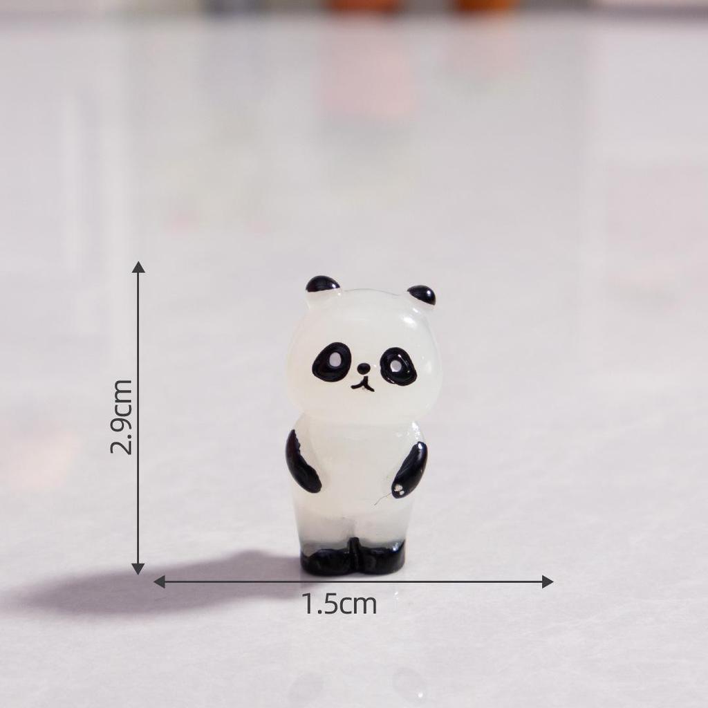 Luminous Panda Resin Ornament: Cute Micro Landscape Decor for Car Dashboard or Desktop