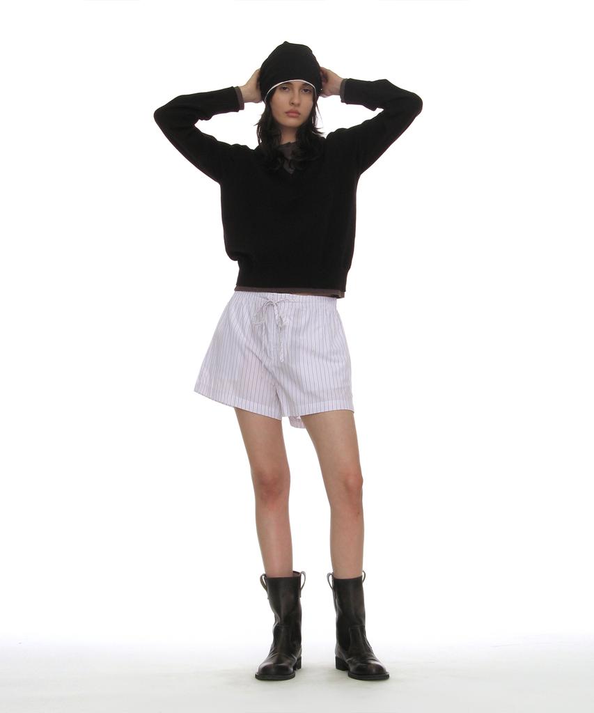 PARTIMENTO WOMEN Colorblock Double Layered Knit Sweater_Black