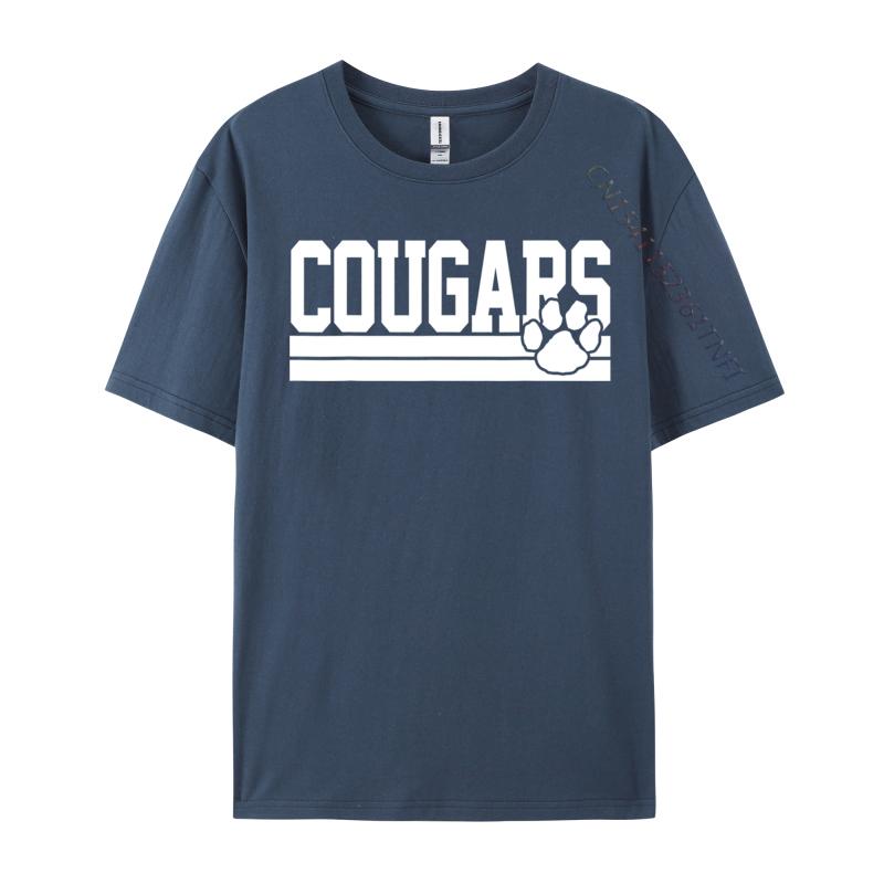 Cougars Schulsportgeist Europa Oberteile T-Shirts Für Erwachsene Baumwoll-Top T-Shirt Bedruckte Luxus-Designer-T-Shirts Vorherrschend