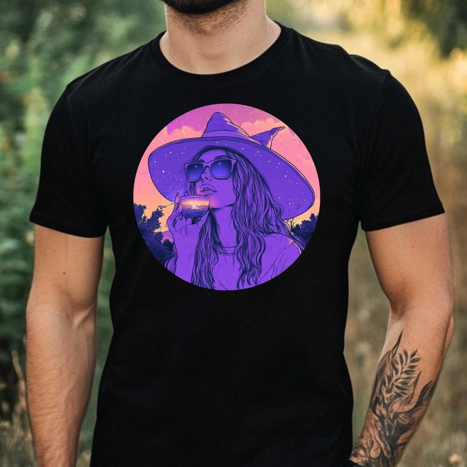 T-Shirt Herren Hexe Vaporwave Motiv Baumwolle Größe XS bis 5XL XL