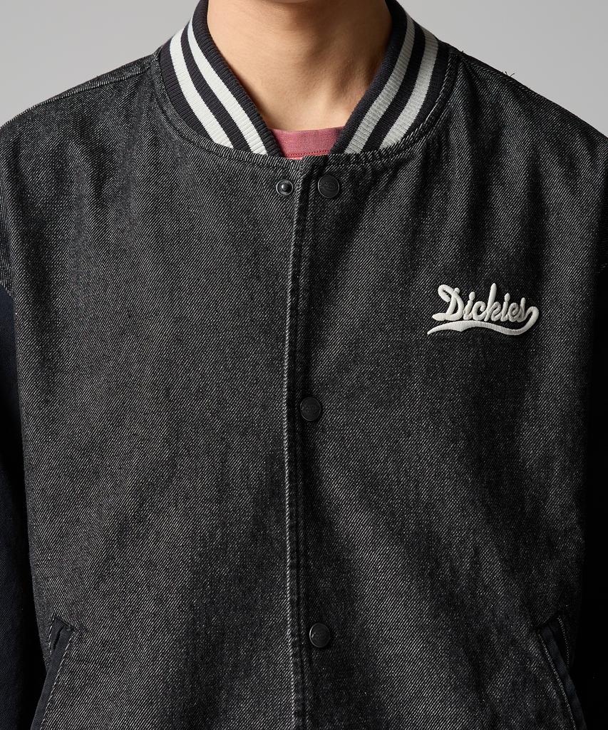 Dickies Wave Logo Denim Bomber Jacket Black Denim