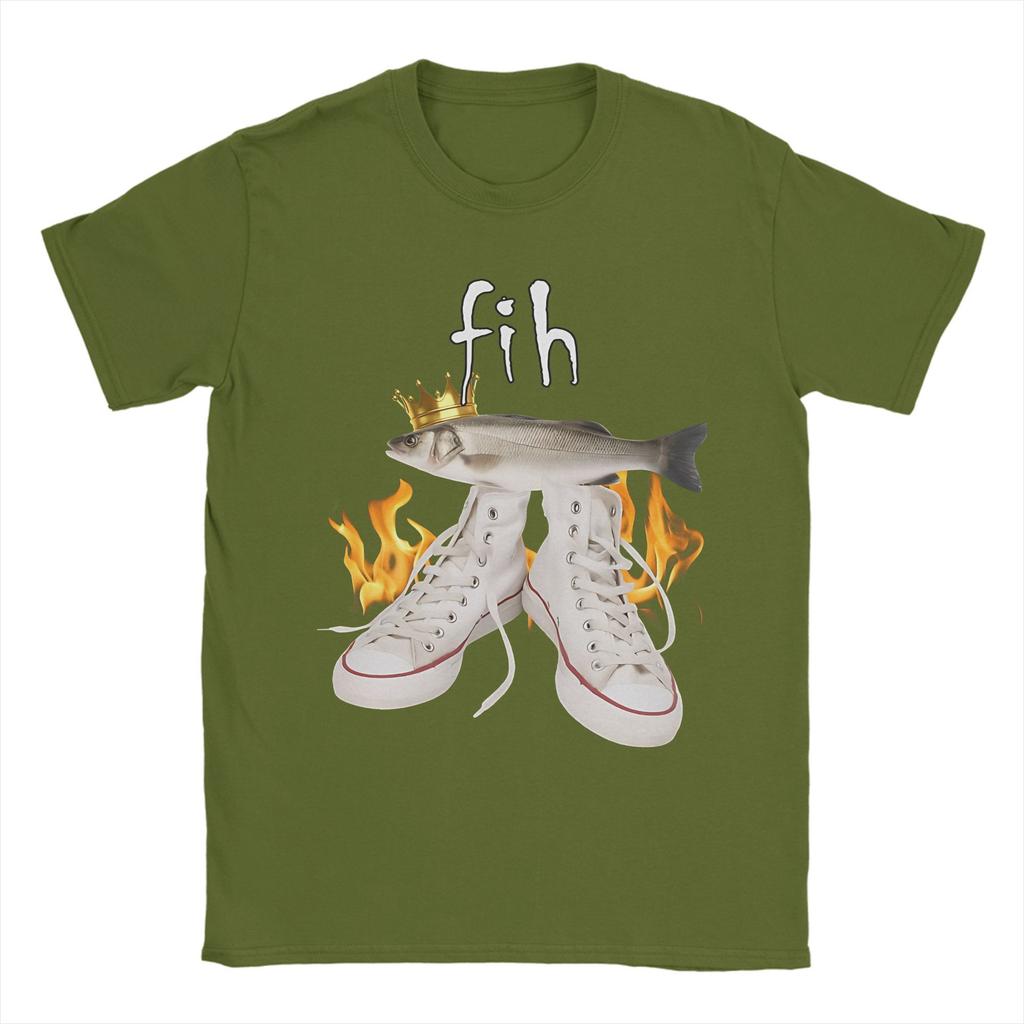 Mens Womens Fih Funny Fish Meme Shirt 100% Cotton Graphic Tee Shirts  Clothing Outfits