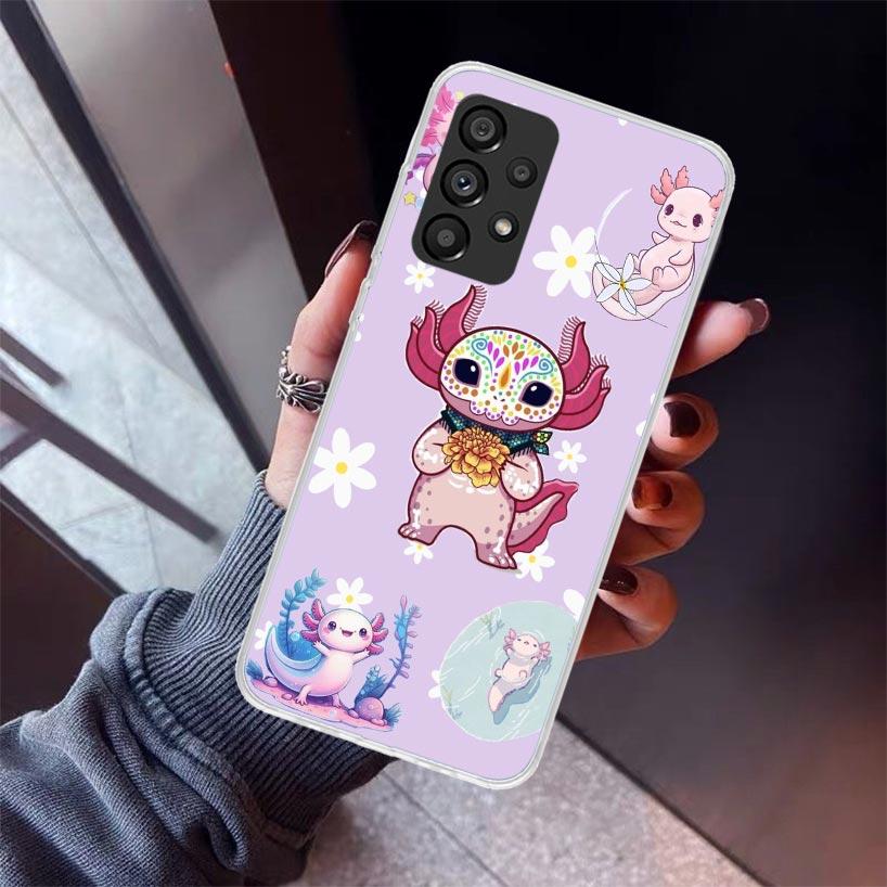 Niedliche Axolotl-Kawaii-Handyhülle für Samsung Galaxy A12 A52S A42 A32 A22 A51 A50 Note 20 Ultra 10 S10 Plus A71 A70 A31 A30 A10S Ga