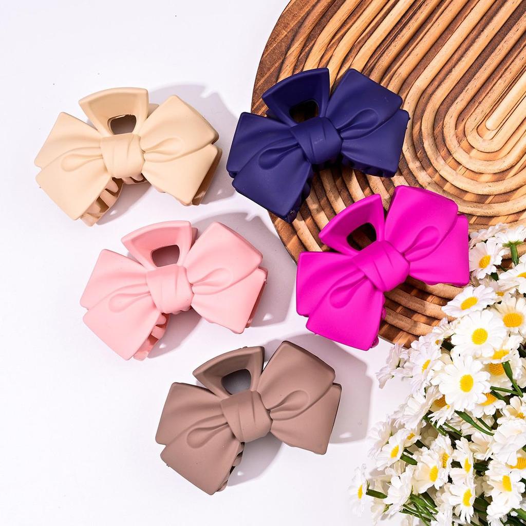 High-End Bow Claw Clip: Women's Solid Color Shark Clip, Large Size Hair Accessory