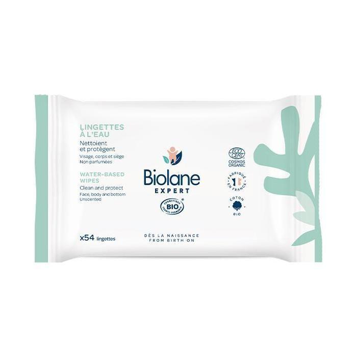 Biolane Expert - Lingettes À l#039;Eau Bio - Peaux Sensibles - 54 Lingettes
