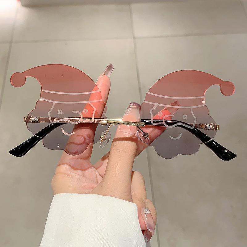 Luxury Designer Santa Claus Sunglasses Vintage Fashion Rimless Party Shades For Women Men Christmas Cute Sun Glasses
