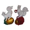 Polyresin Showpiece - Squirrel Holding Nuts Statue for Home Decor, Vaastu, Fang Sue, Traditional, Handmade, Miniature, Antique (Multicolor, Set of 2)