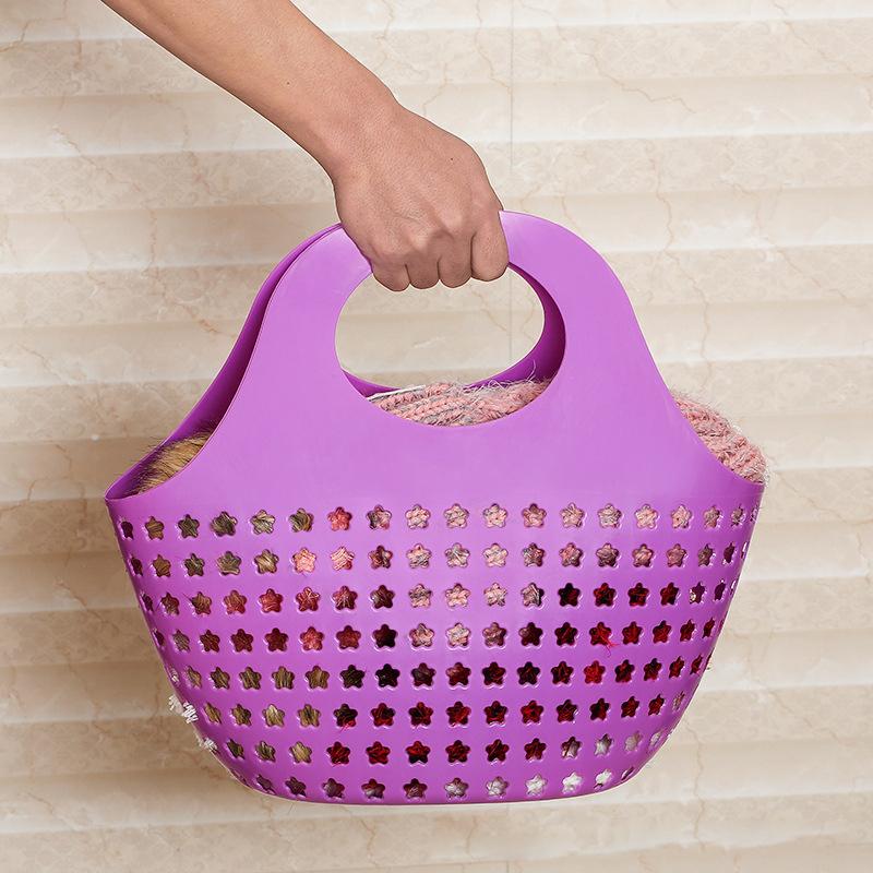 Home Handheld Basket For Bathing Vegetables And Fruits Storage Hollow Out Washbasin Storage Basket