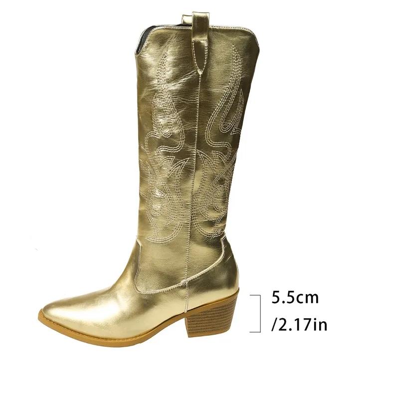 Fashion Female Shoes On Sale 2024 Sleeve Women Boots Autumn Winter Pointed Toe Warm Solid High Tube Chunky Heels Fashion Boots Zapatos