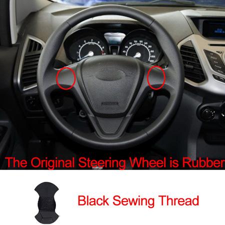 Hand Sewing Car Steering Wheel Cover For Ford Fiesta 2008-2016 2017 Ecosport 2014- 2015 2016 2017 Braid on the Steering wheel