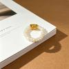 Lucky Gold Ingot Wealth-attracting Natural Freshwater Pearl Irregular Flat Bead Stretch Ring Copper Gold-Plated Women's Trendy