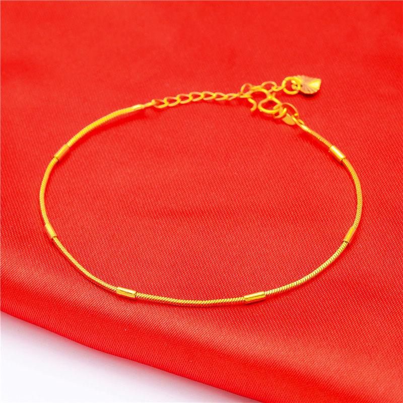 Vietnam Gold-Plated Fashion Bracelet: Hollow Four-Leaf Clover & Heart Design.