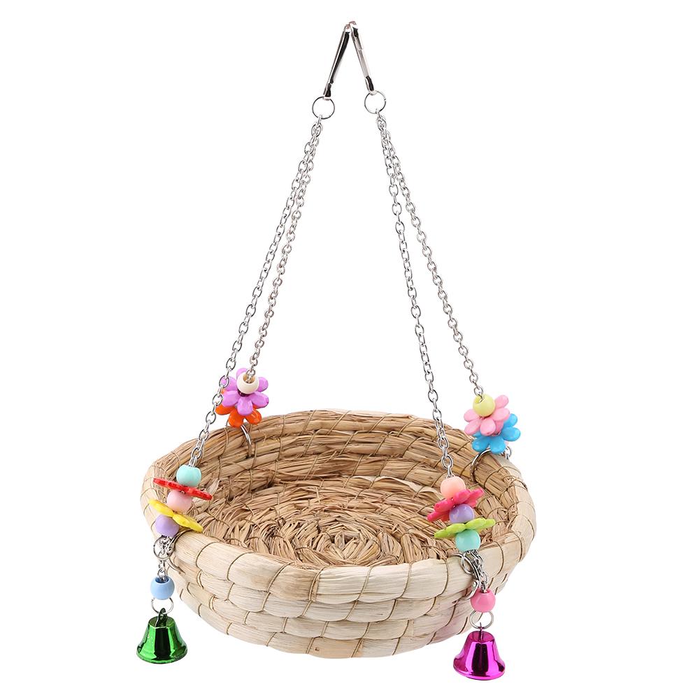 Safe Parrot Straw Durable Bird Toy Swing Nest Hanging On Birdcage